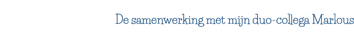 De samenwerking met mijn duo-collega Marlous