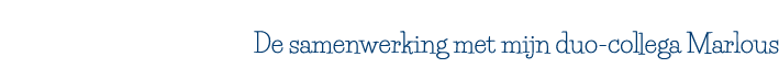 De samenwerking met mijn duo-collega Marlous