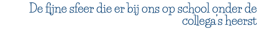 De fijne sfeer die er bij ons op school onder de collega s heerst 